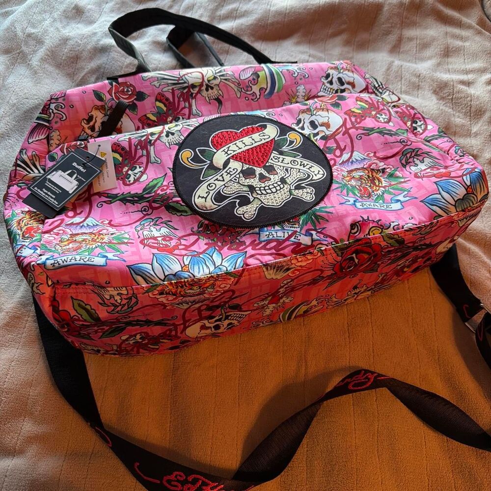 Ed Hardy Love Kills Slowly Duffel Bag NEW